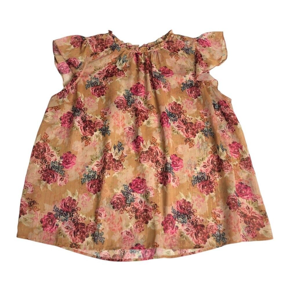 Torrid Top Womens 2X Floral Ruffle Cap Sleeve Sheer Boho Cottagecore Chic Blouse